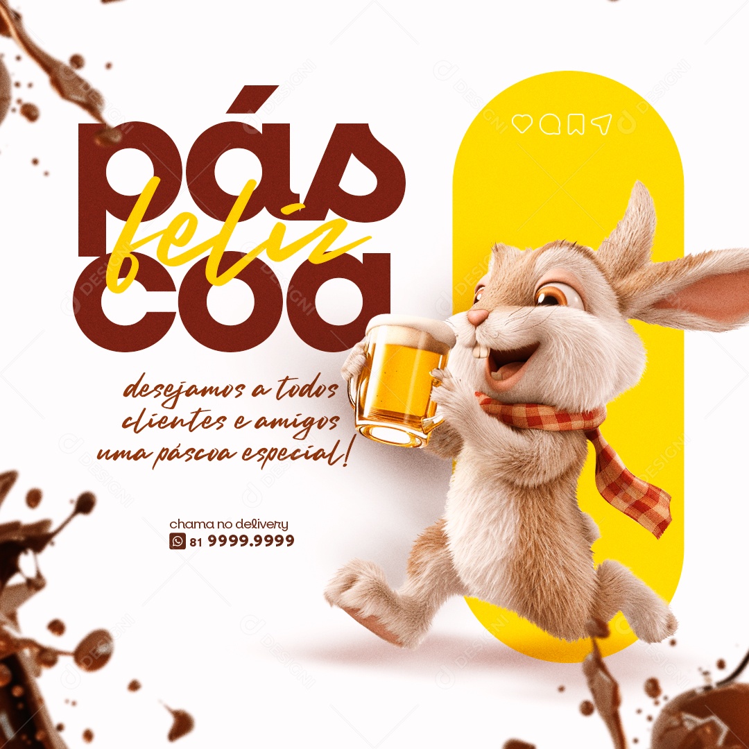 Feliz Páscoa Lojas Supermercado Social Media PSD Editável