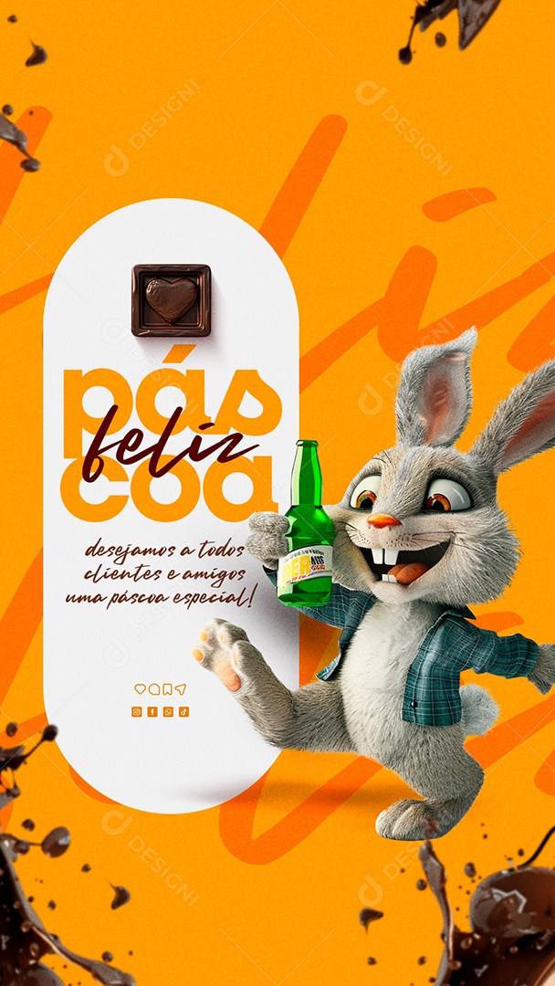 Story Lojas Supermercado Feliz Páscoa Social Media PSD Editável