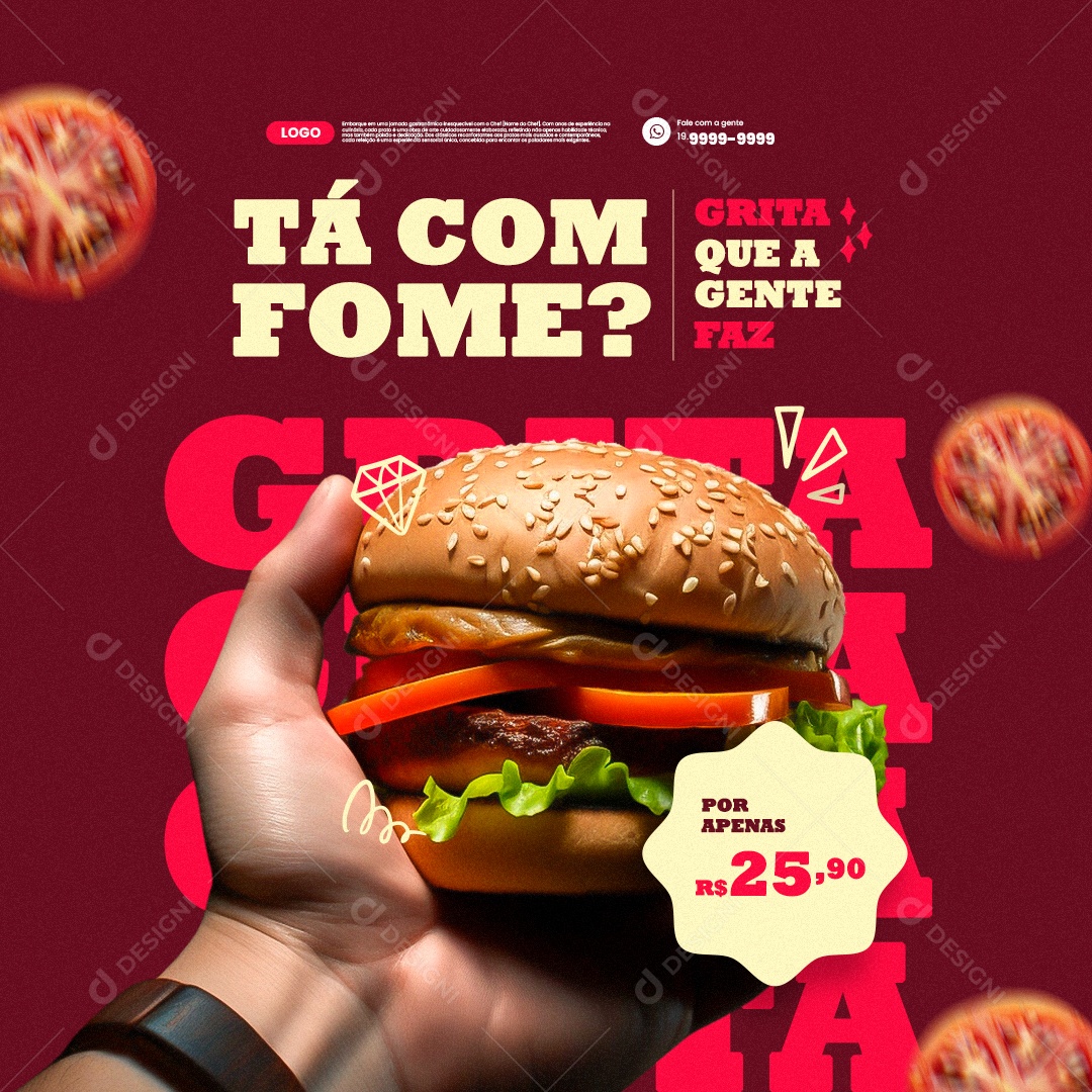 Trailer de Comida Hamburgueria Tá com Fome Social Media PSD Editável