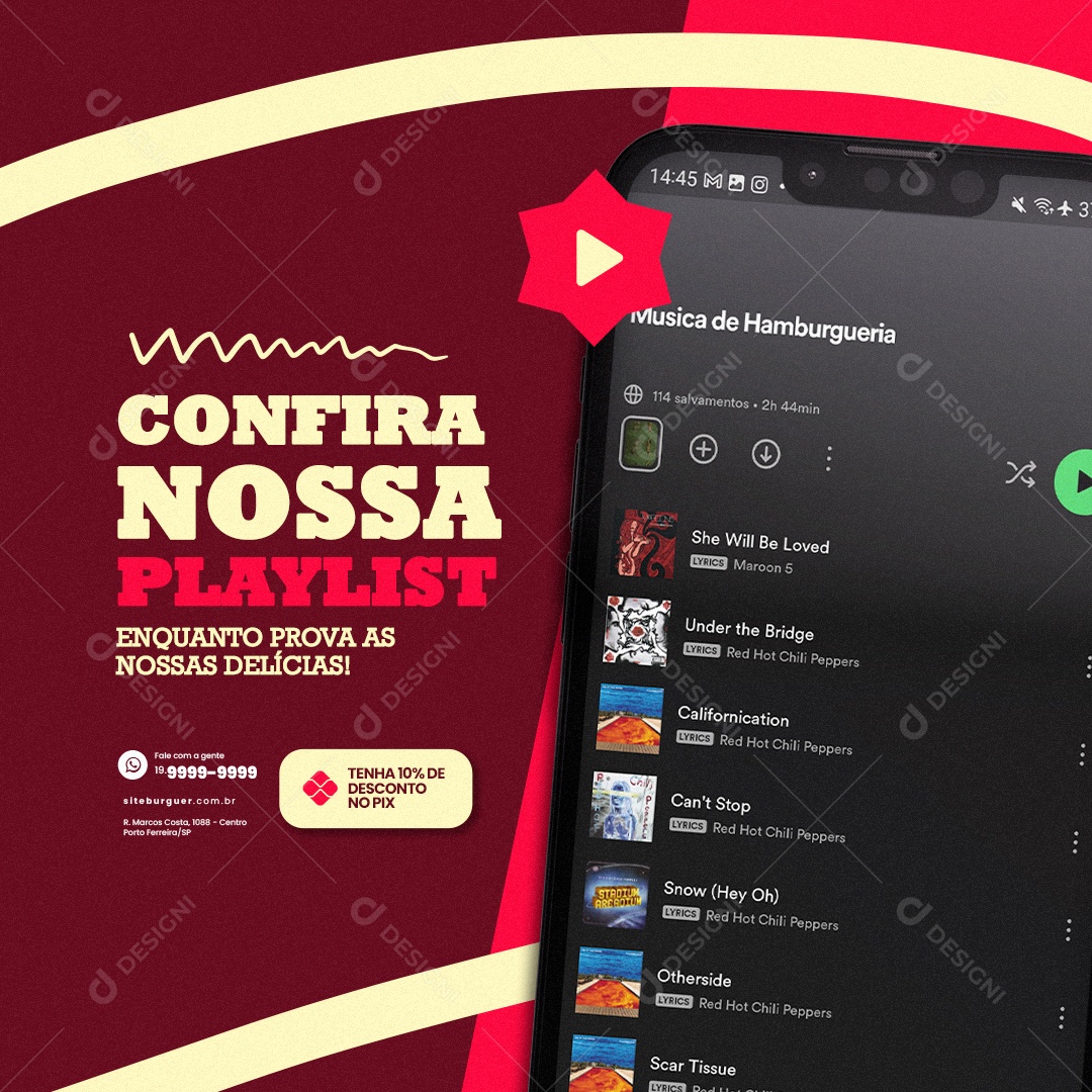 Trailer de Comida Hamburgueria Confira nossa Playlist Social Media PSD Editável