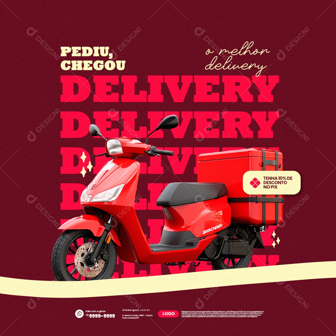 Trailer de Comida Hamburgueria Pediu Chegou Delivery Social Media PSD Editável