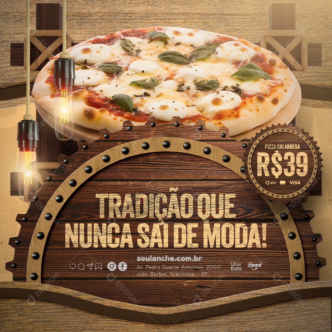 Social Media Pizzaria Pizza Calabresa Tradição que Nunca sai de Moda PSD Editável