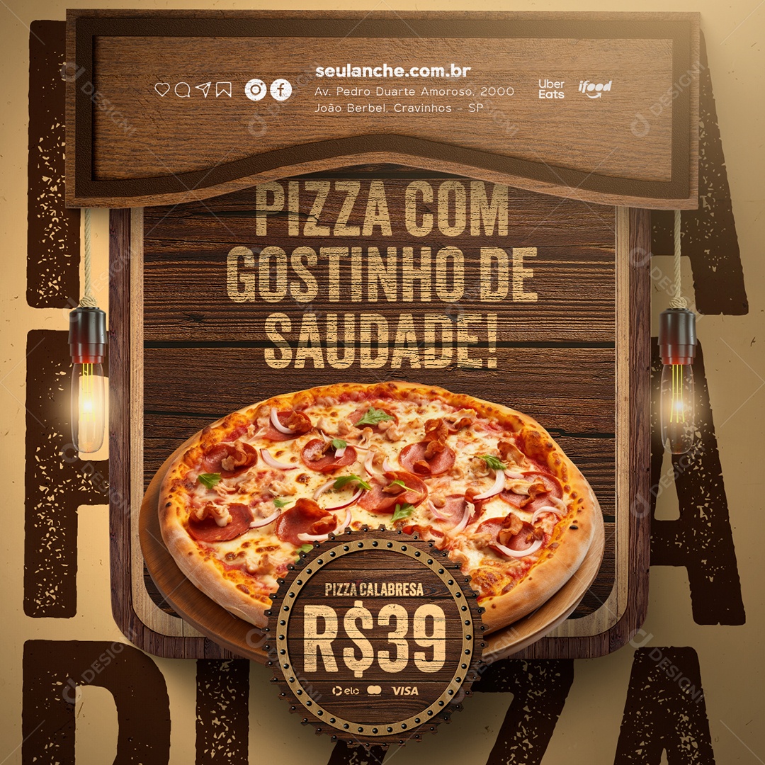 Pizzaria Pizza com Gostinho de Saudade Social Media PSD Editável