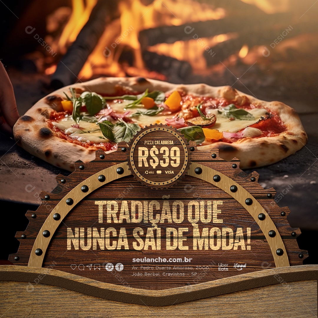 Pizzaria Pizza Calabresa Tradição que Nunca sai de Moda Social Media PSD Editável