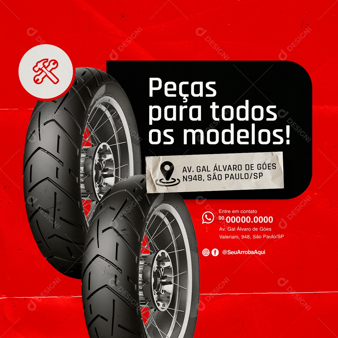 Oficina de Moto Peças para Todos os Modelos Social Media PSD Editável