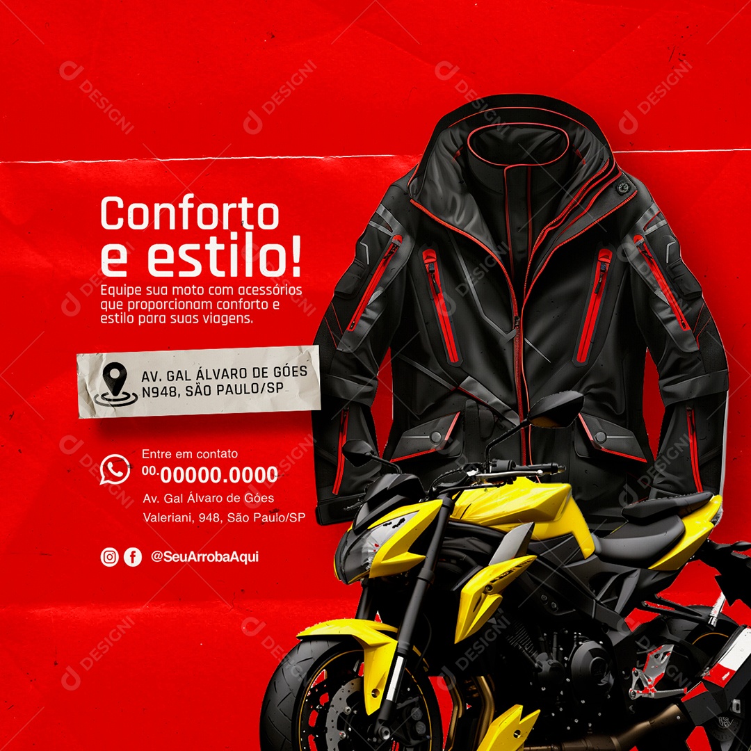 Oficina de Moto Conforto e Estilo Social Media PSD Editável