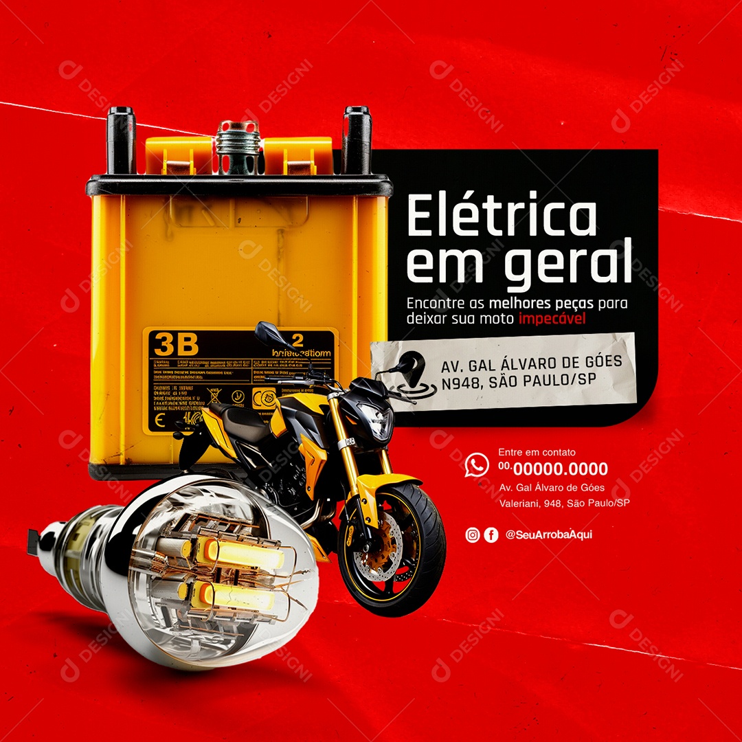 Oficina de Moto Elétrica em Geral Social Media PSD Editável