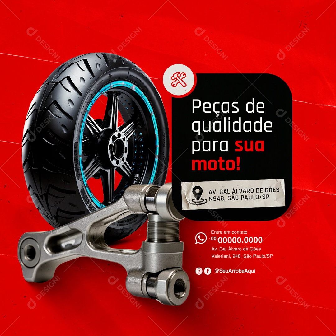 Oficina de Moto Peças de Qualidade para sua Moto Social Media PSD Editável