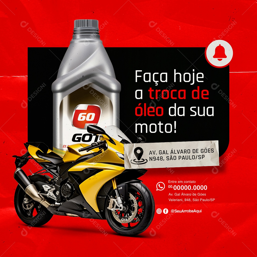 Oficina de Moto Faça hoje a Troca de Óleo da sua Moto Social Media PSD Editável