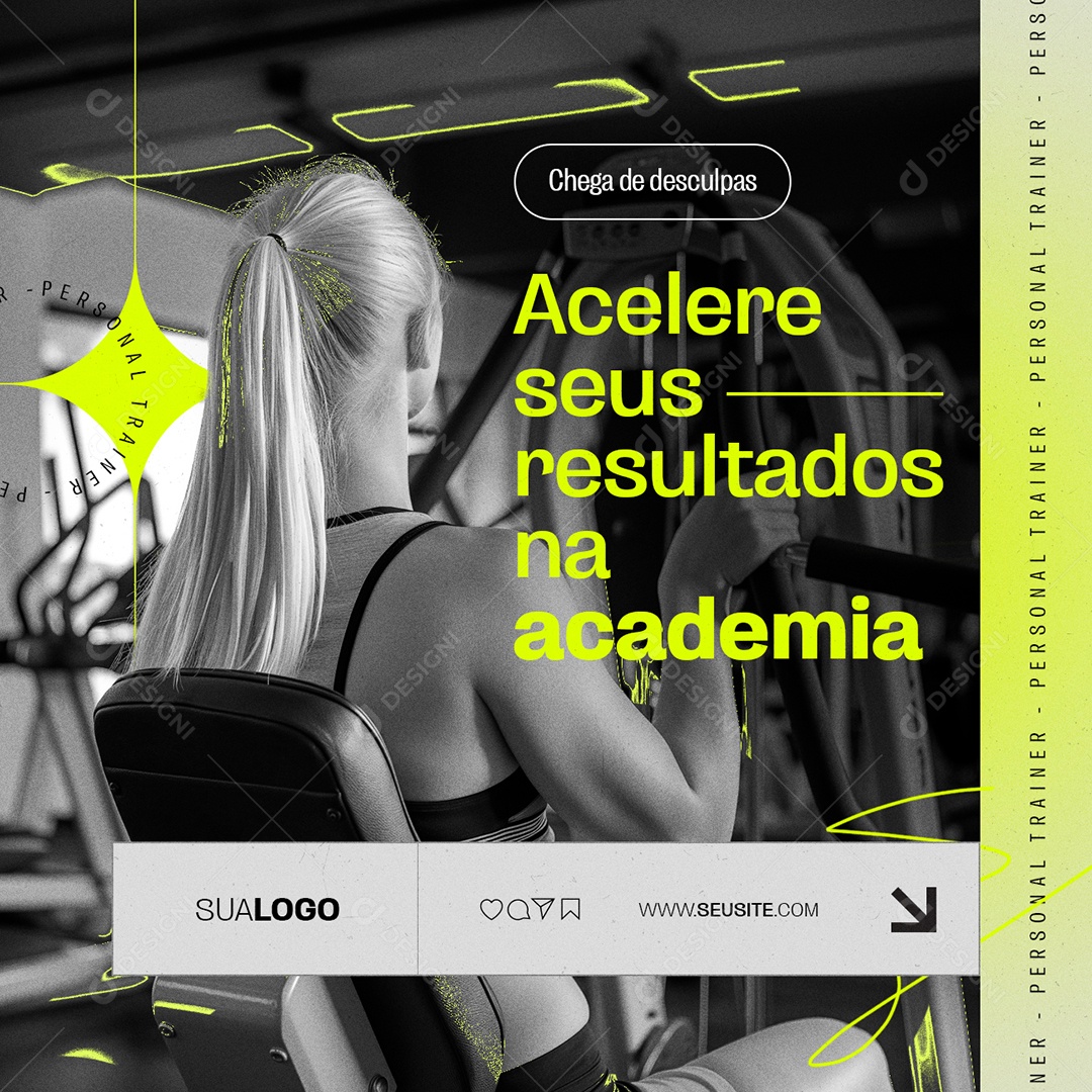 Personal Trainer Acelere seus Resultados na Academia Social Media PSD Editável