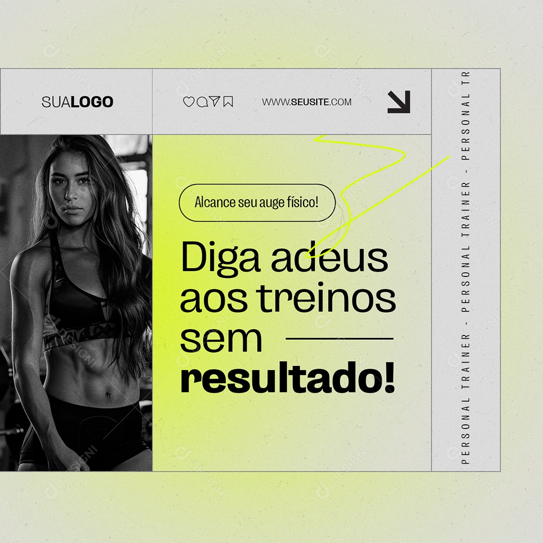 Personal Trainer Academia Diga Adeus aos Treinos sem Resultado Social Media PSD Editável