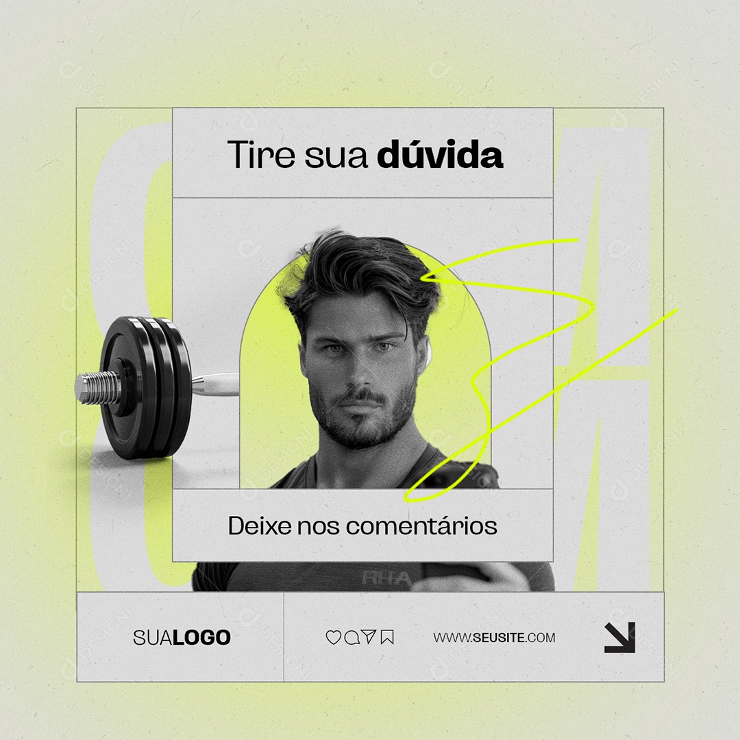 Personal Trainer Academia Tire sua Dúvida Social Media PSD Editável