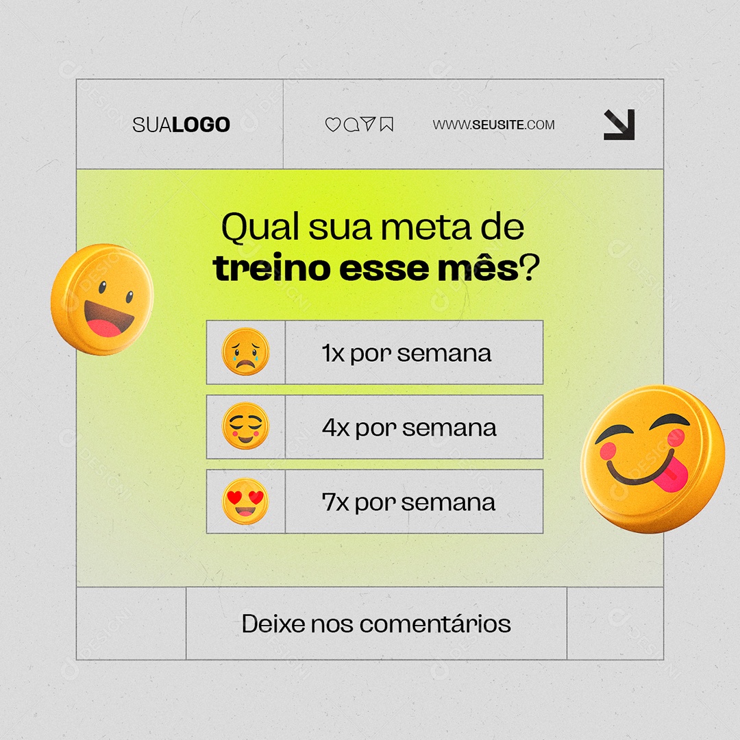 Personal Trainer Academia Qual sua Meta de Treinos esse Mês Social Media PSD Editável