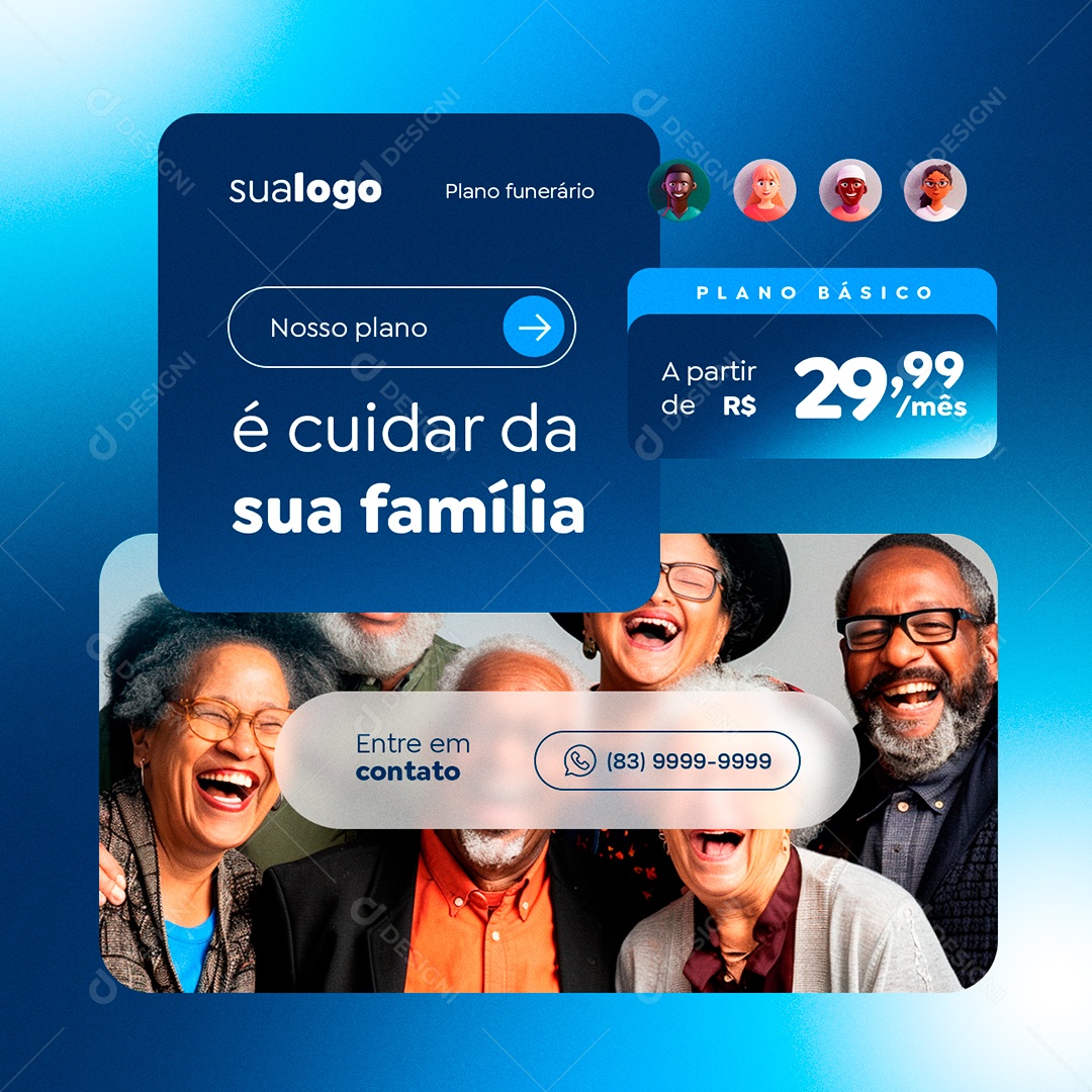 Funerária Nosso Plano é Cuidar da sua Família Plano Básico Social Media PSD Editável
