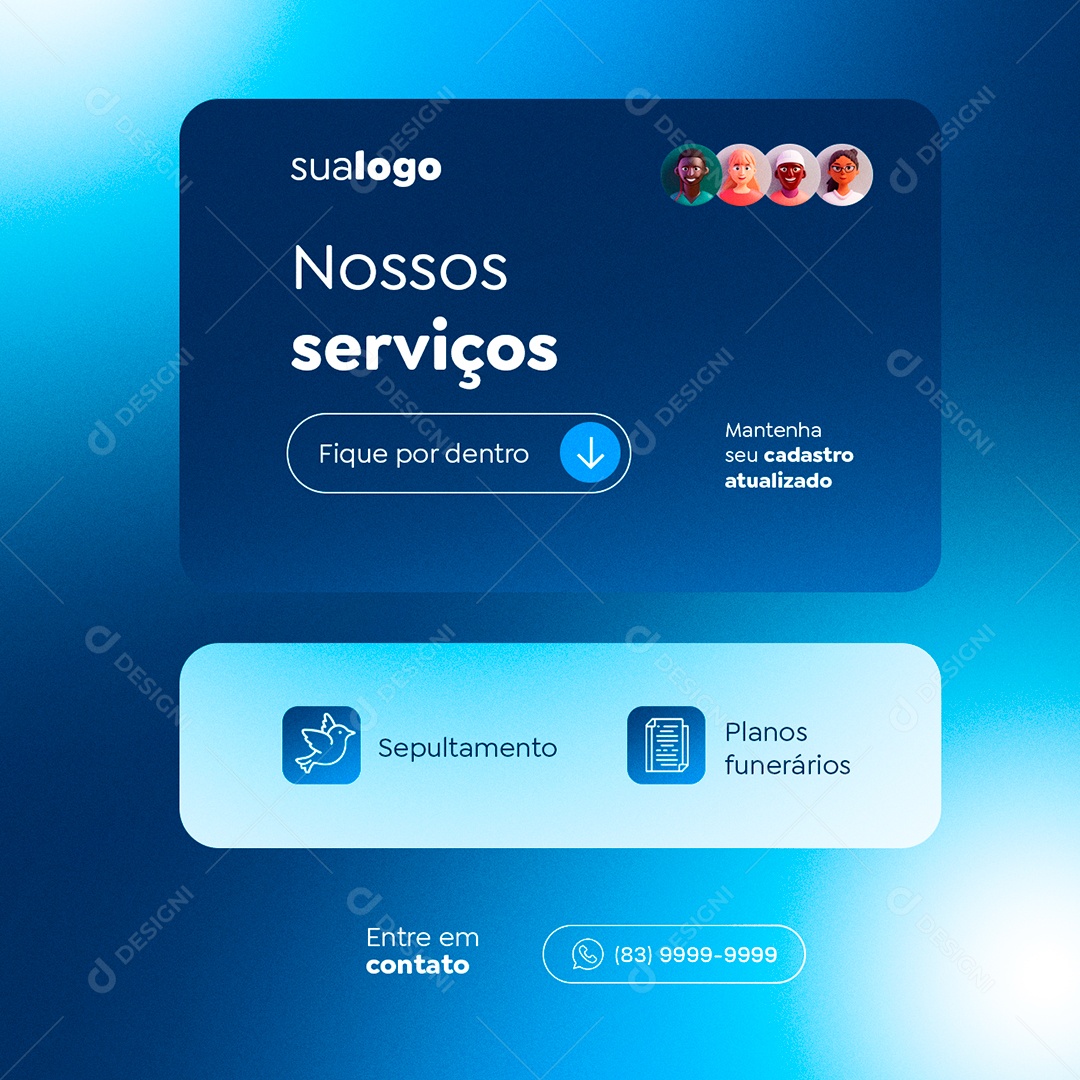 Funerária Nossos Serviços Fique por Dentro Social Media PSD Editável