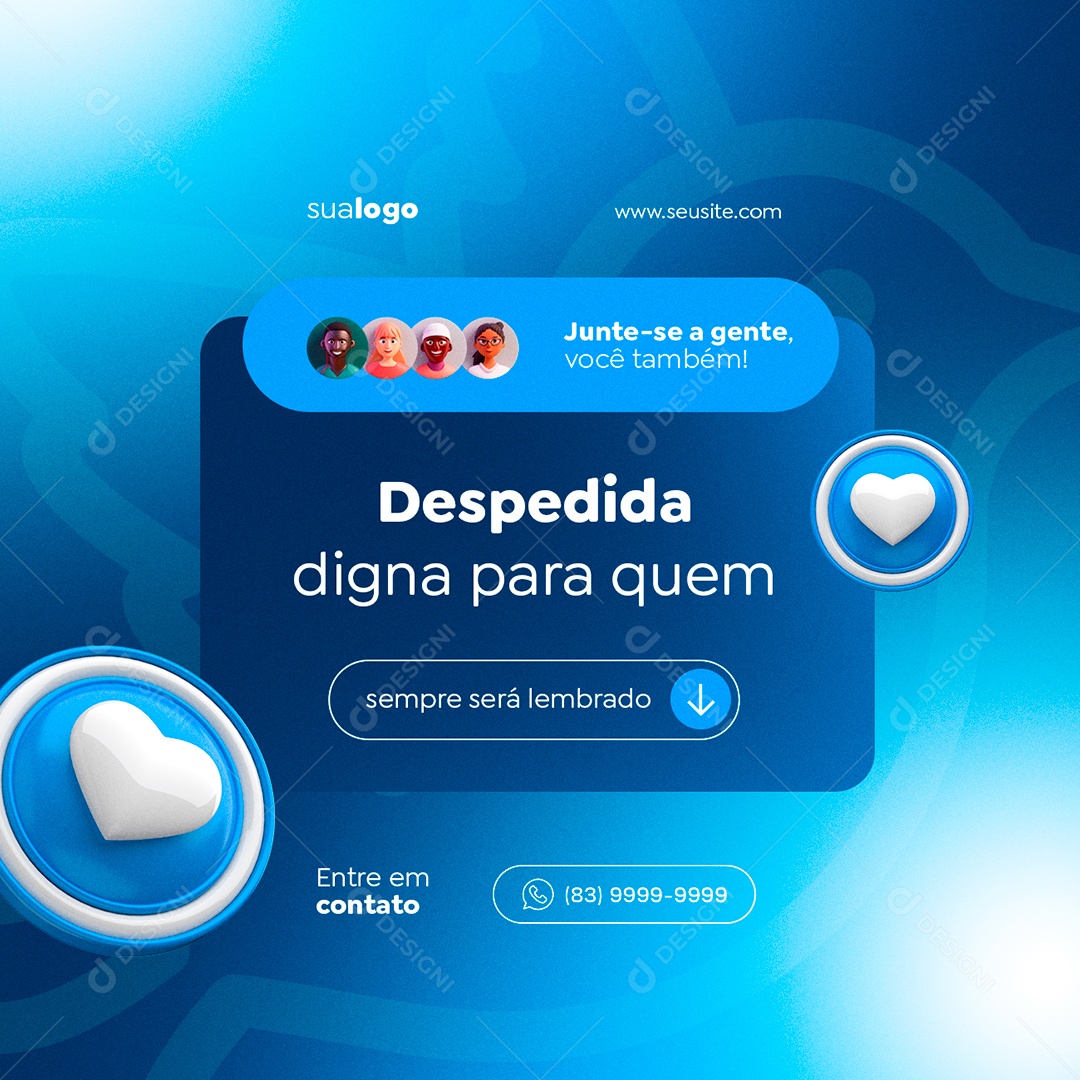 Funerária Despedida Digna para Quem Sempre Será Lembrado Social Media PSD Editável