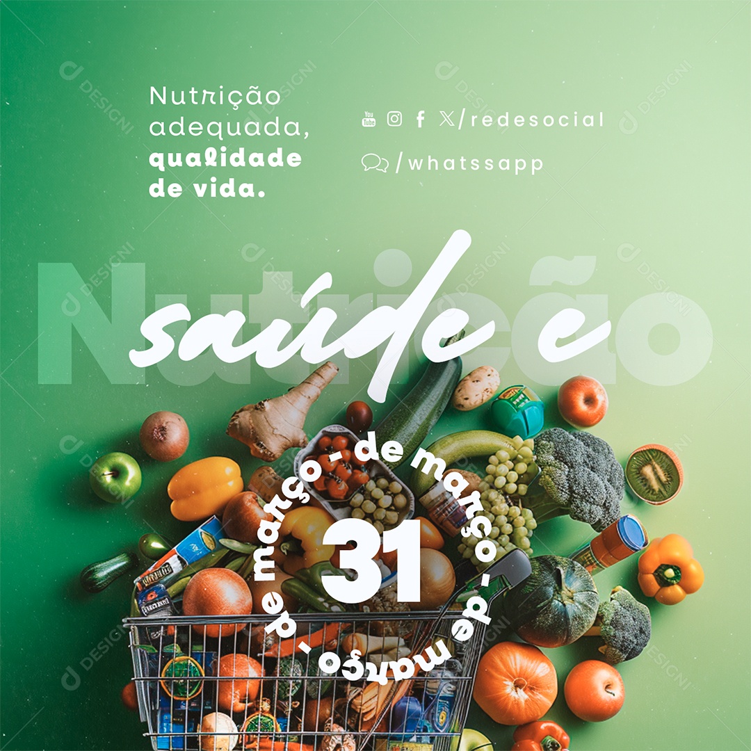Social Media Dia da Saúde e Nutrição 31 de Março Qualidade de Vida PSD Editável