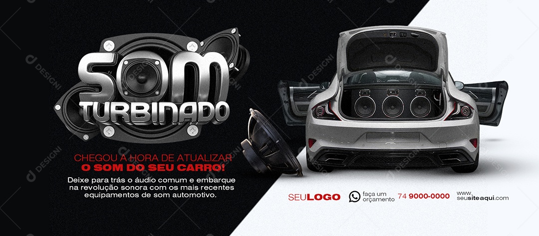 Banner Som Automotivo Som Turbinado Deixe para Trás o Áudio Social Media PSD Editável
