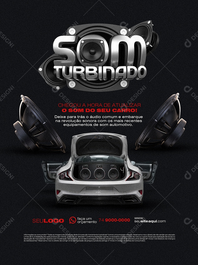 Som Automotivo Som Turbinado Encarte Deixe para Trás o Áudio Social Media PSD Editável