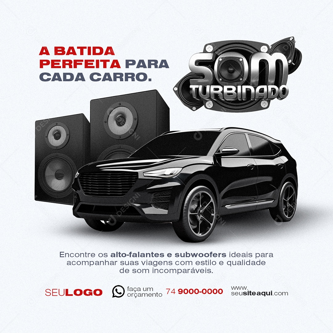 Som Automotivo Som Turbinado A Batida Perfeita para Cada Carro Social Media PSD Editável
