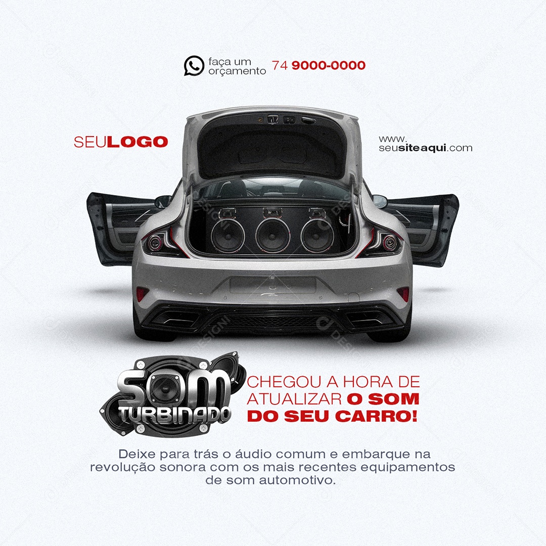 Som Automotivo Som Turbinado Deixe para Trás o Áudio Comum Social Media PSD Editável