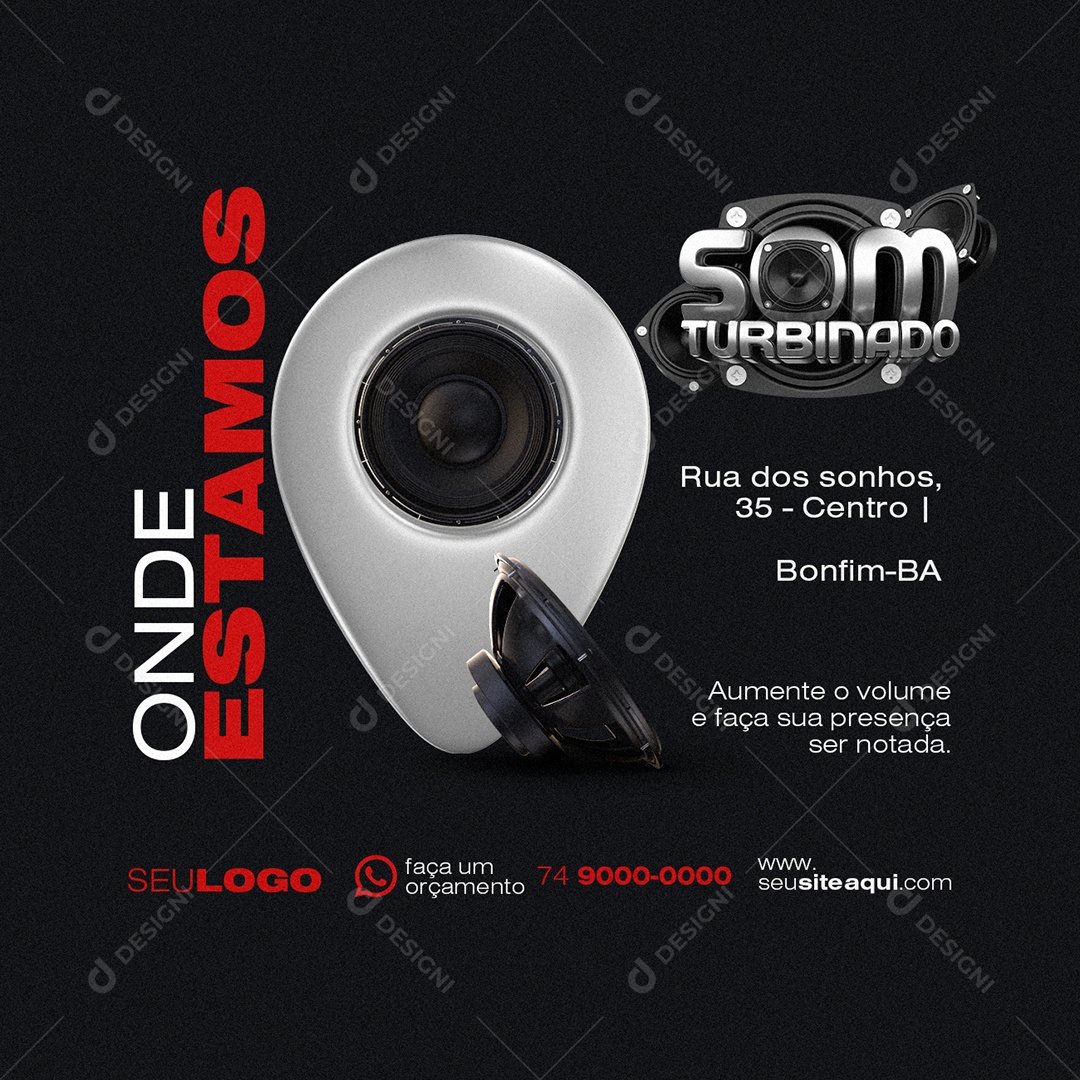 Som Automotivo Som Turbinado Onde Estamos Aumente o Volume Social Media PSD Editável