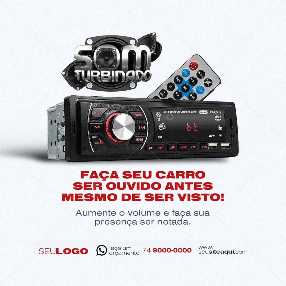 Som Automotivo Som Turbinado Aumente o Volume Social Media PSD Editável