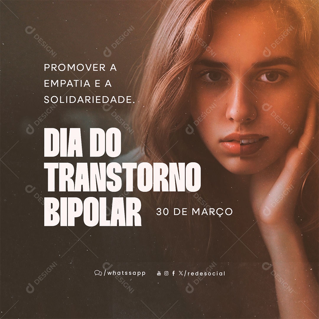 Dia do Transtorno Bipolar 30 de Março Promover a Empatia Social Media PSD Editável