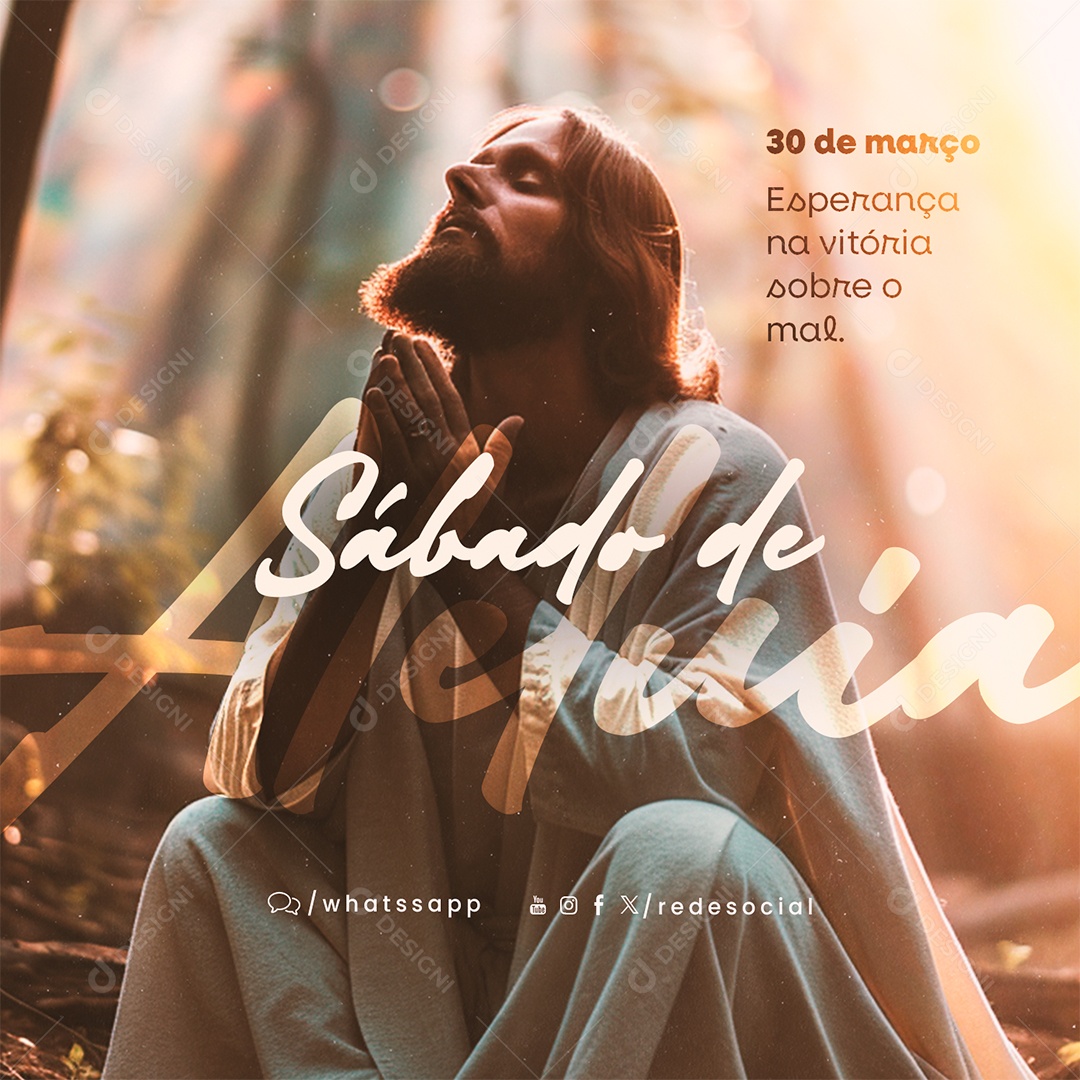 Sábado de Aleluia 30 de Março Esperança na Vitória sobre o Mal Social Media PSD Editável