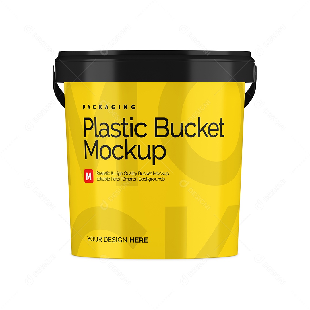 Balde de Plástico Mockup PSD Editável