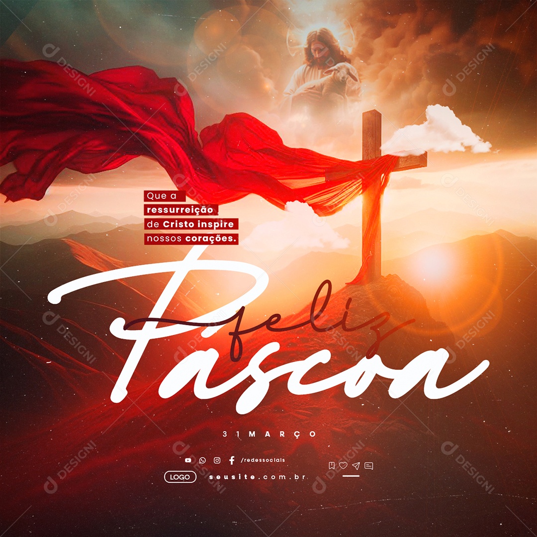 Feliz Páscoa Que a Ressureição de Cristo Inspire nosso Corações Social Media PSD Editável