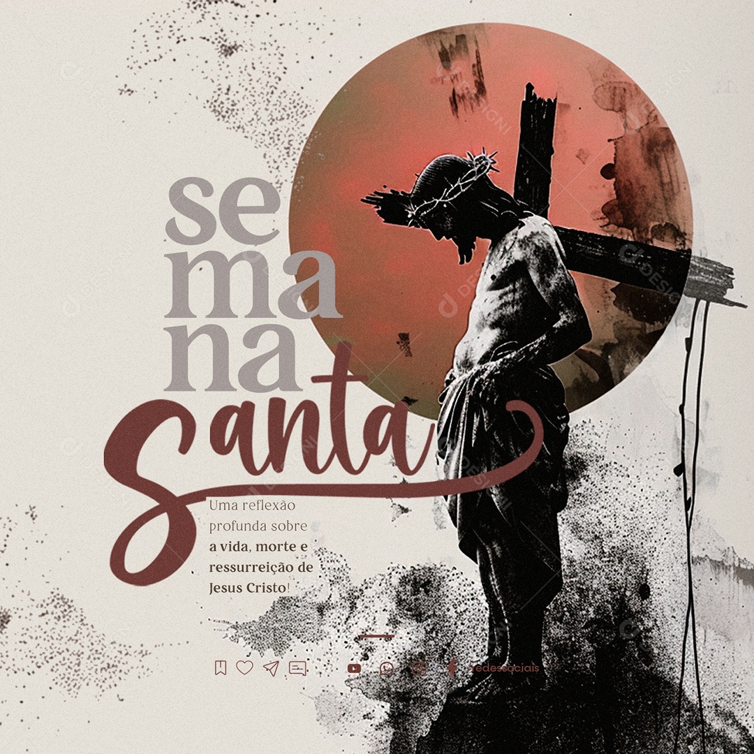 Social Media Semana Santa Uma Reflexão Profunda PSD Editável