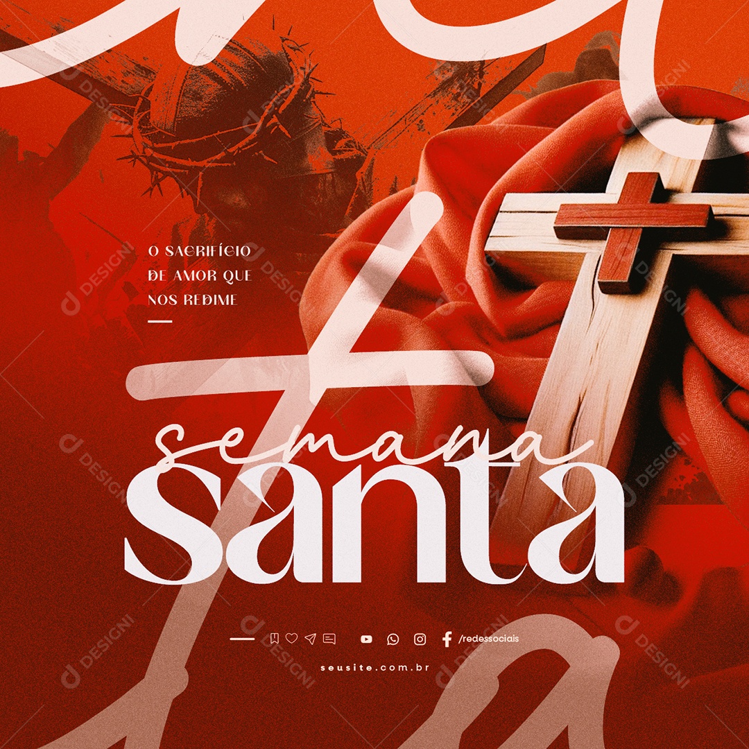 Semana Santa O Sacrifício de Amor que Nos Redime Social Media PSD Editável