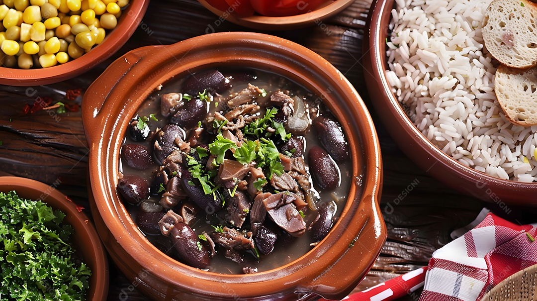 Feijoada deliciosa com guarnições