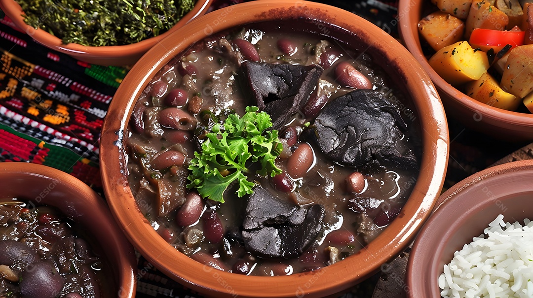 Feijoada deliciosa com guarnições