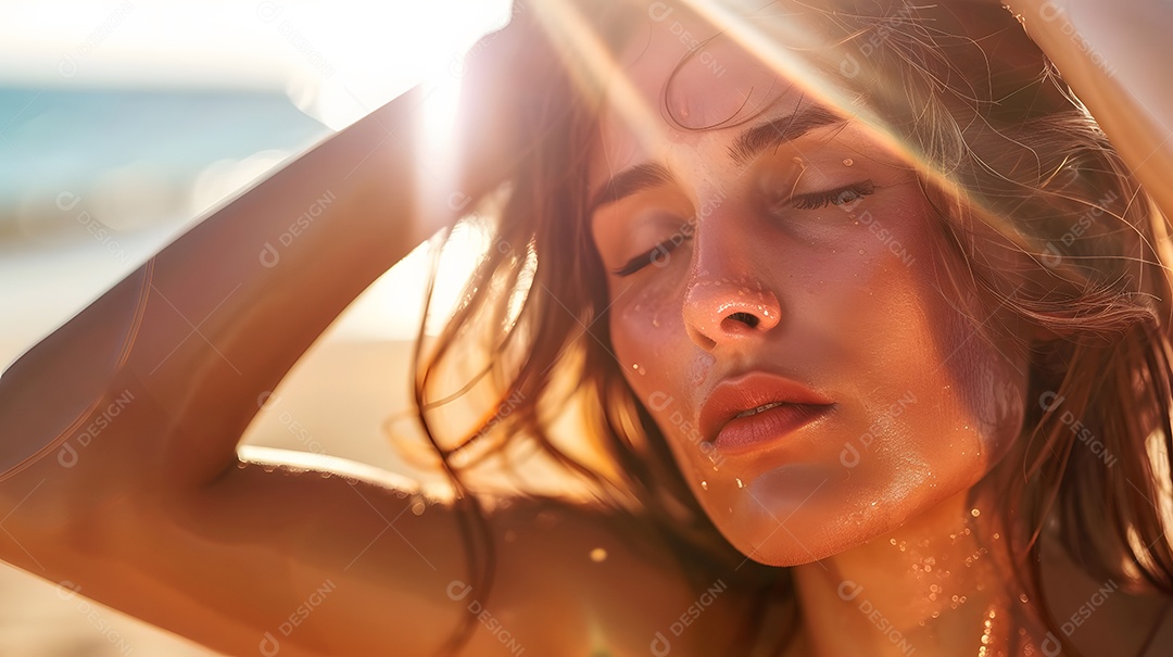 Mulher sofrendo com temperatura intensa no verão