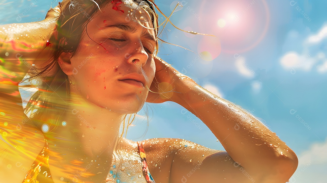 Mulher sofrendo com temperatura intensa no verão