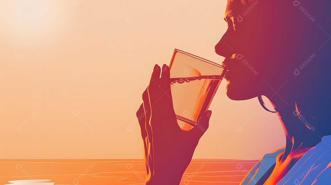 Lindo retrato de mulher bebendo água