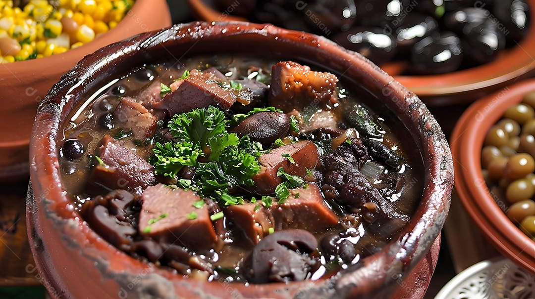 Feijoada deliciosa e acompanhamentos