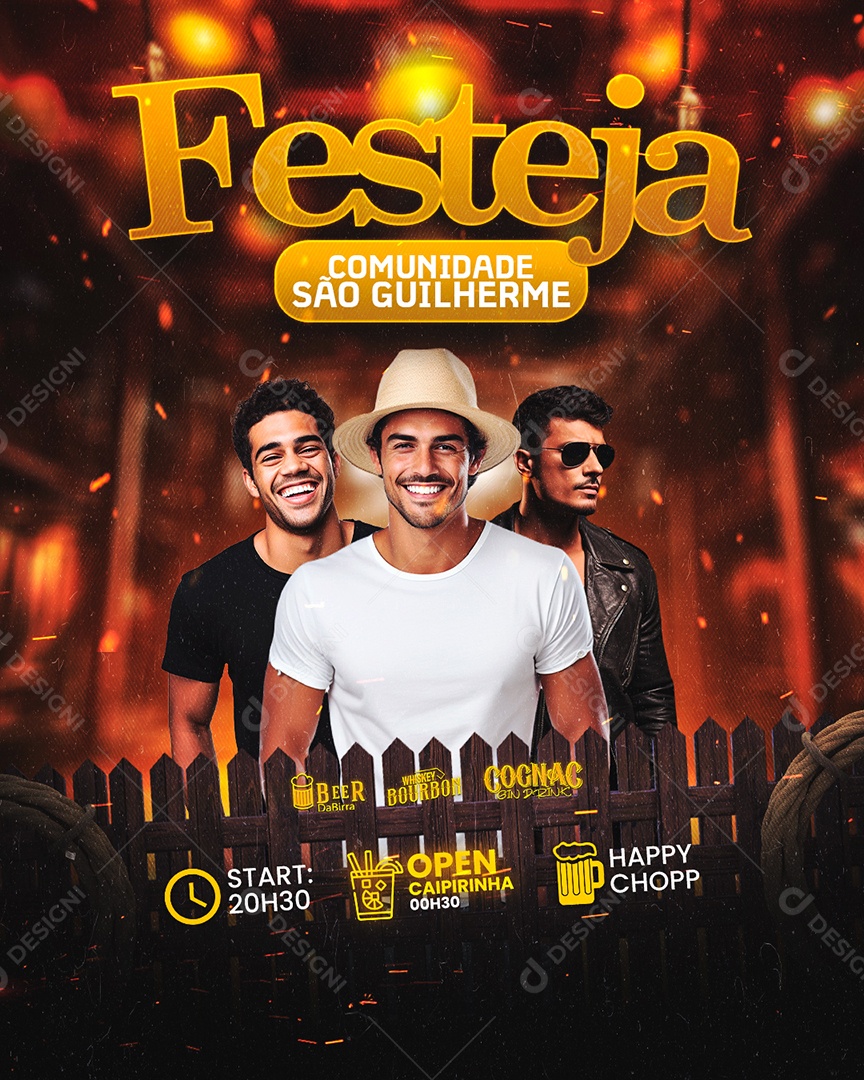 Flyer Festeja Comunidade São Guilherme Social Media PSD Editável