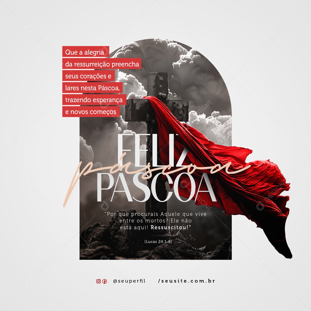 Páscoa 31 de Março que a Alegria da Ressurreição Preenche seus Corações e Lares Social Media PSD Editável