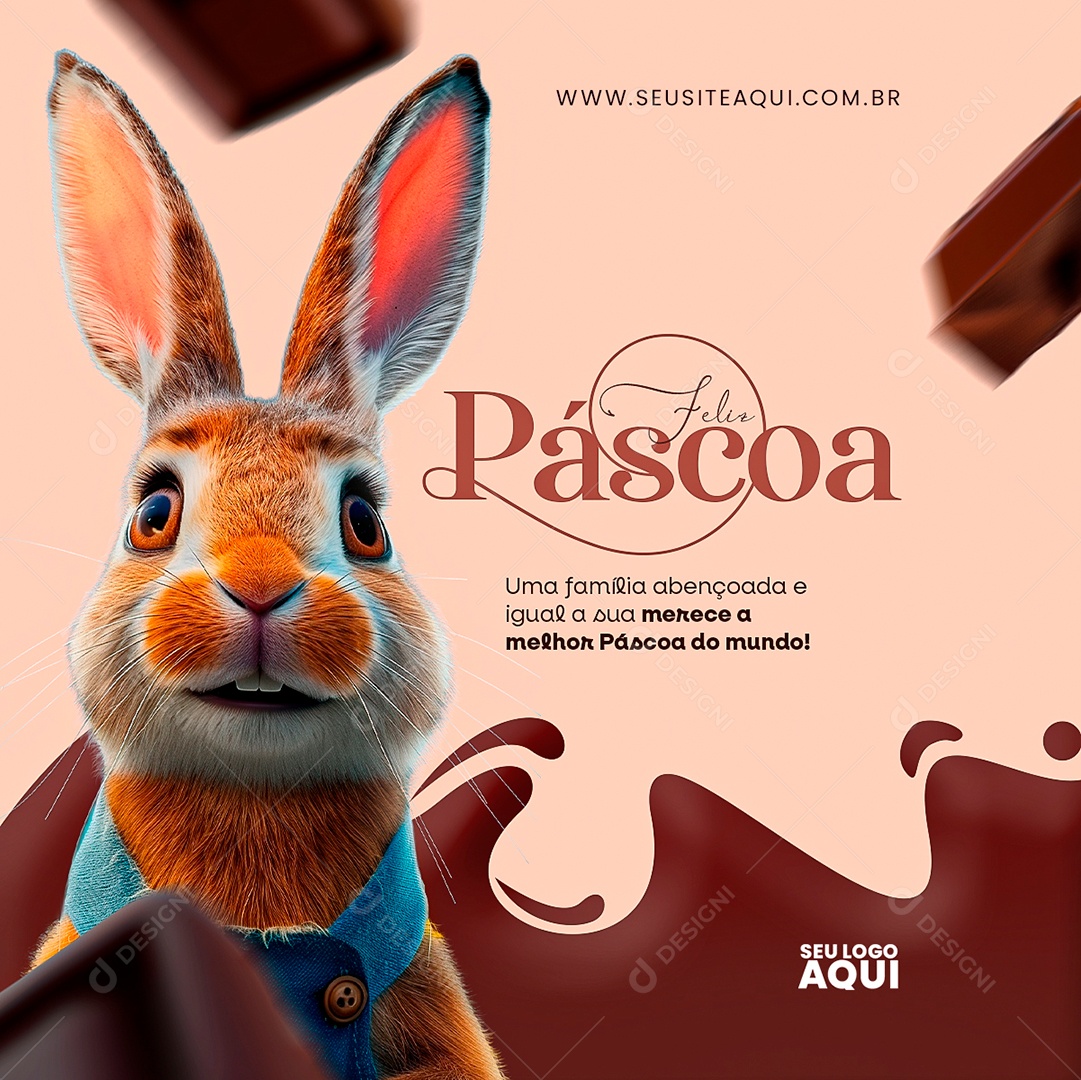 Social Media Feliz Páscoa 31 de Março PSD Editável