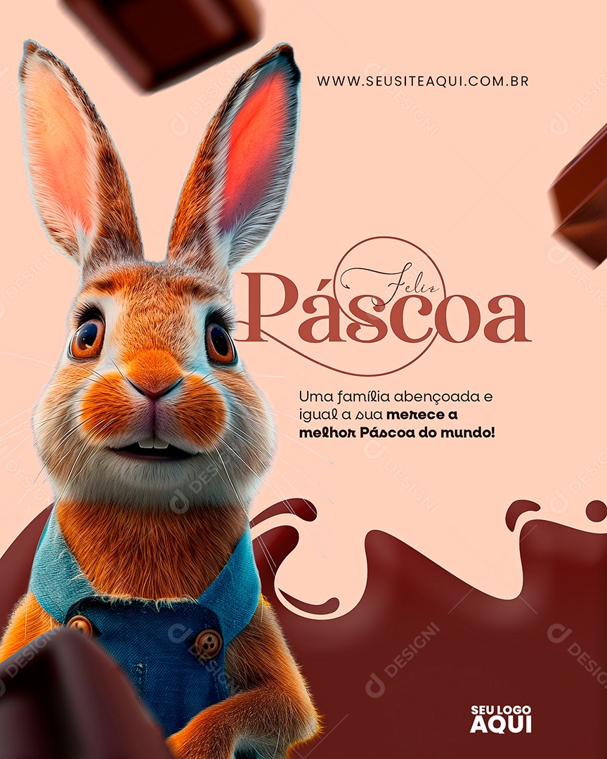 Social Media Feliz Páscoa 31 de Março PSD Editável