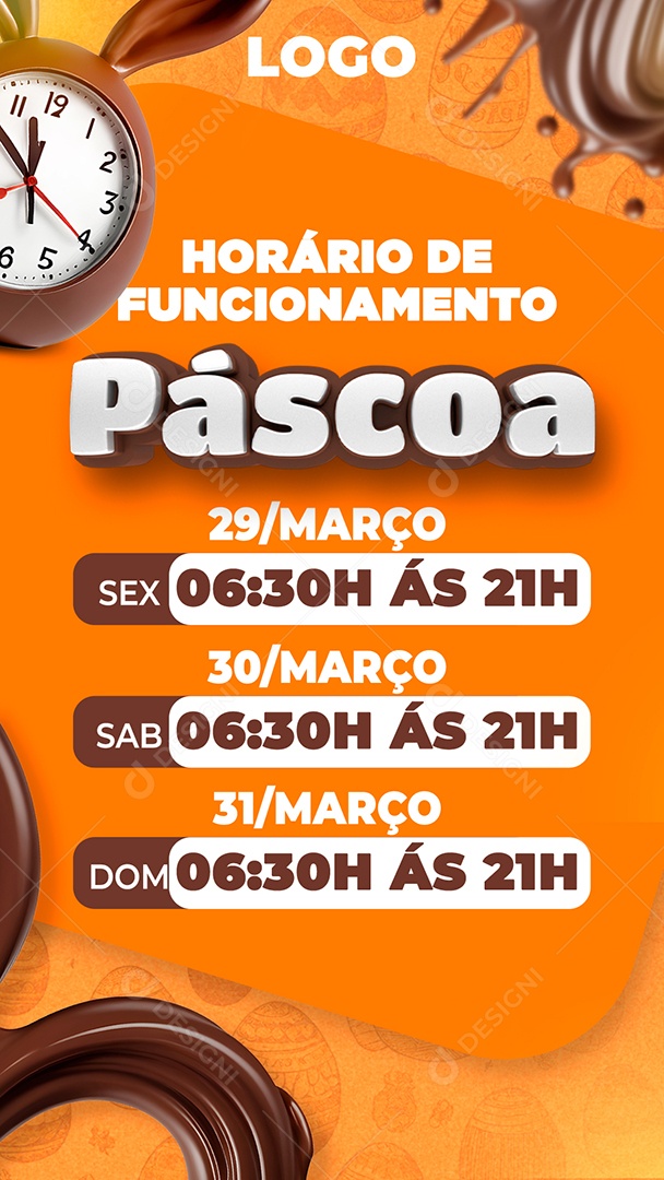 Story Social Media Horário de Funcionamento Páscoa PSD Editável