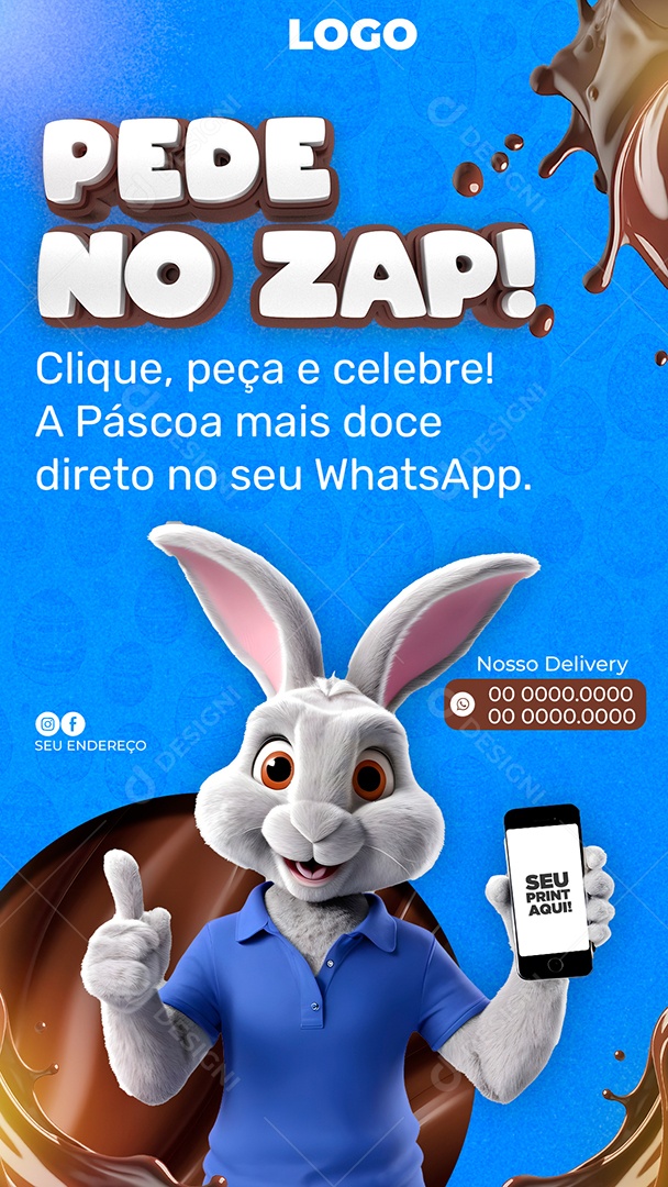 Story Pede no Zap nosso Delivery Social Media PSD Editável