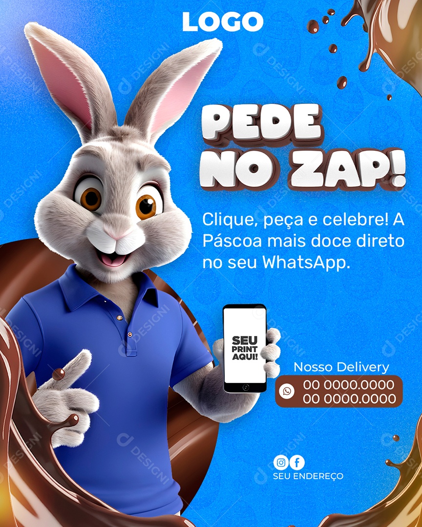 Pede no Zap nosso Delivery Social Media PSD Editável