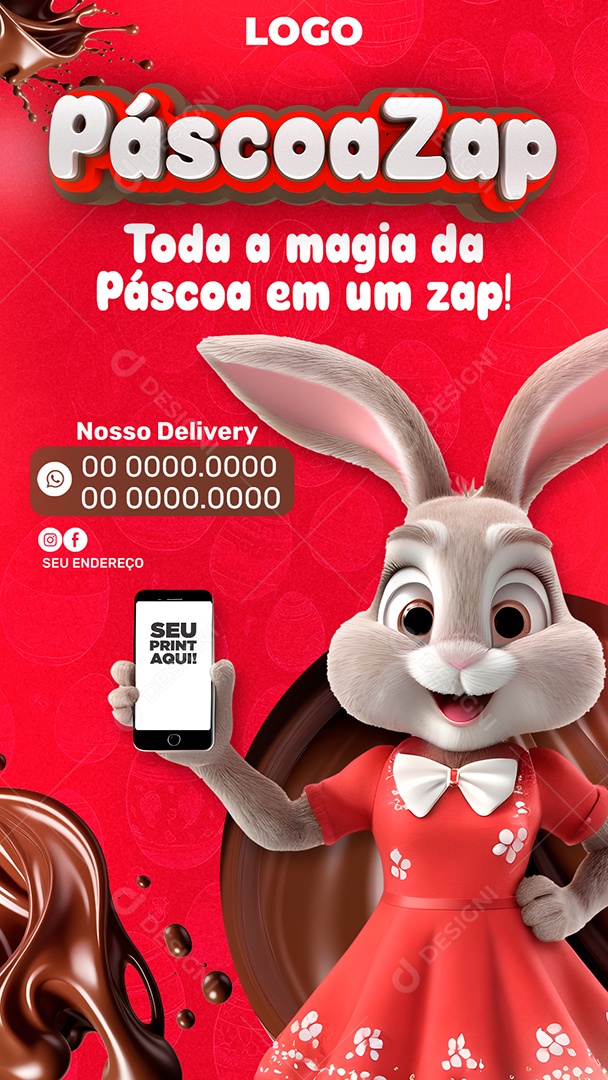 Story Páscoa Zap Nosso Delivery Social Media PSD Editável