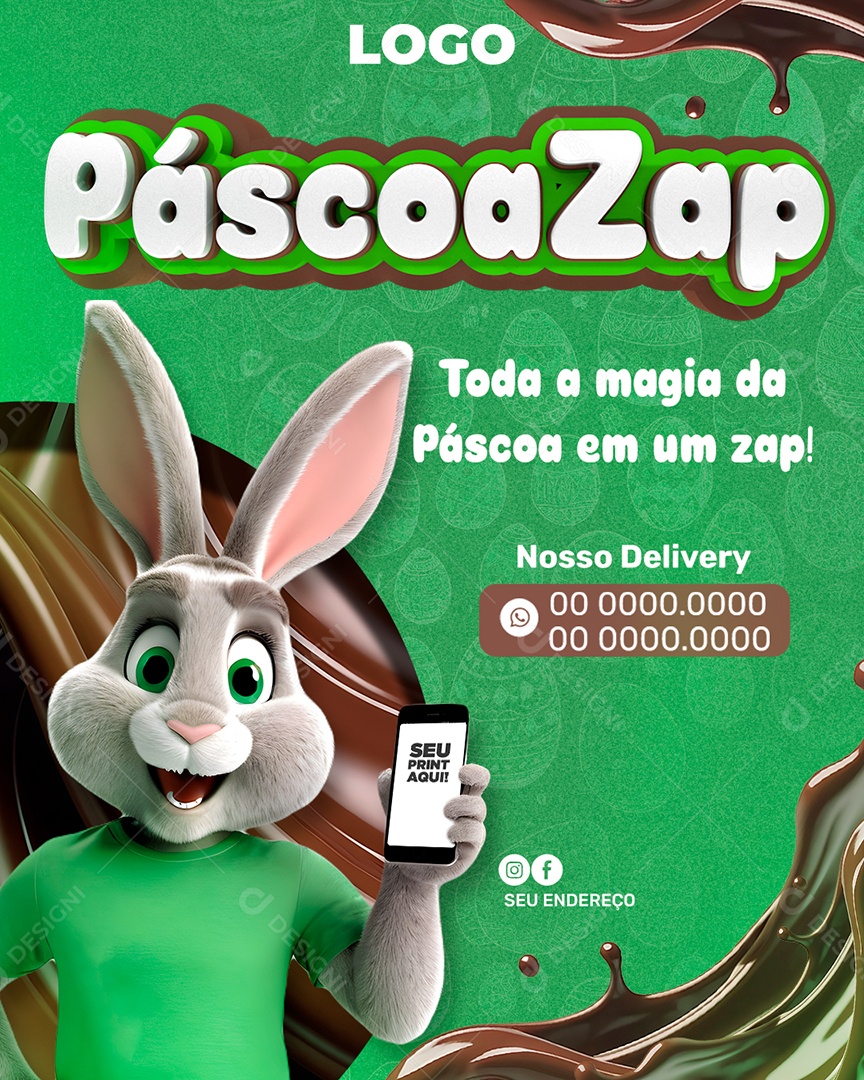 Social Media Páscoa Zap Nosso Delivery PSD Editável