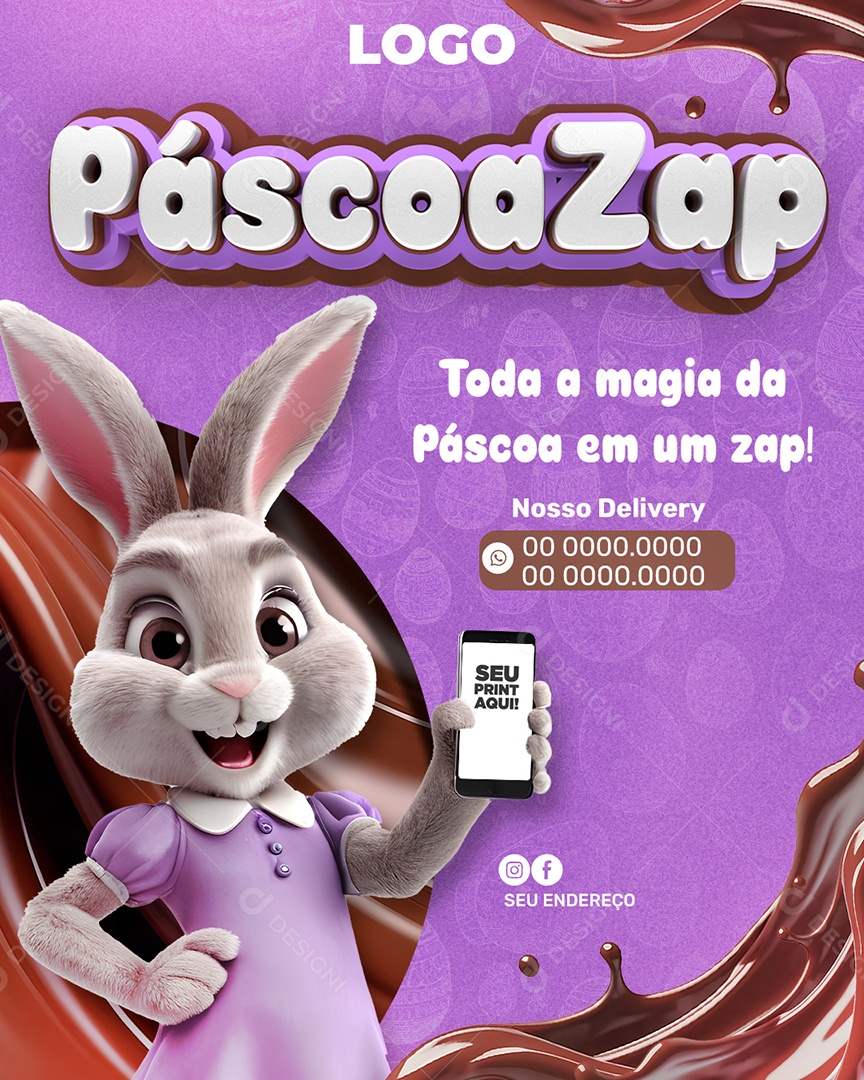 Páscoa Zap Nosso Delivery Social Media PSD Editável