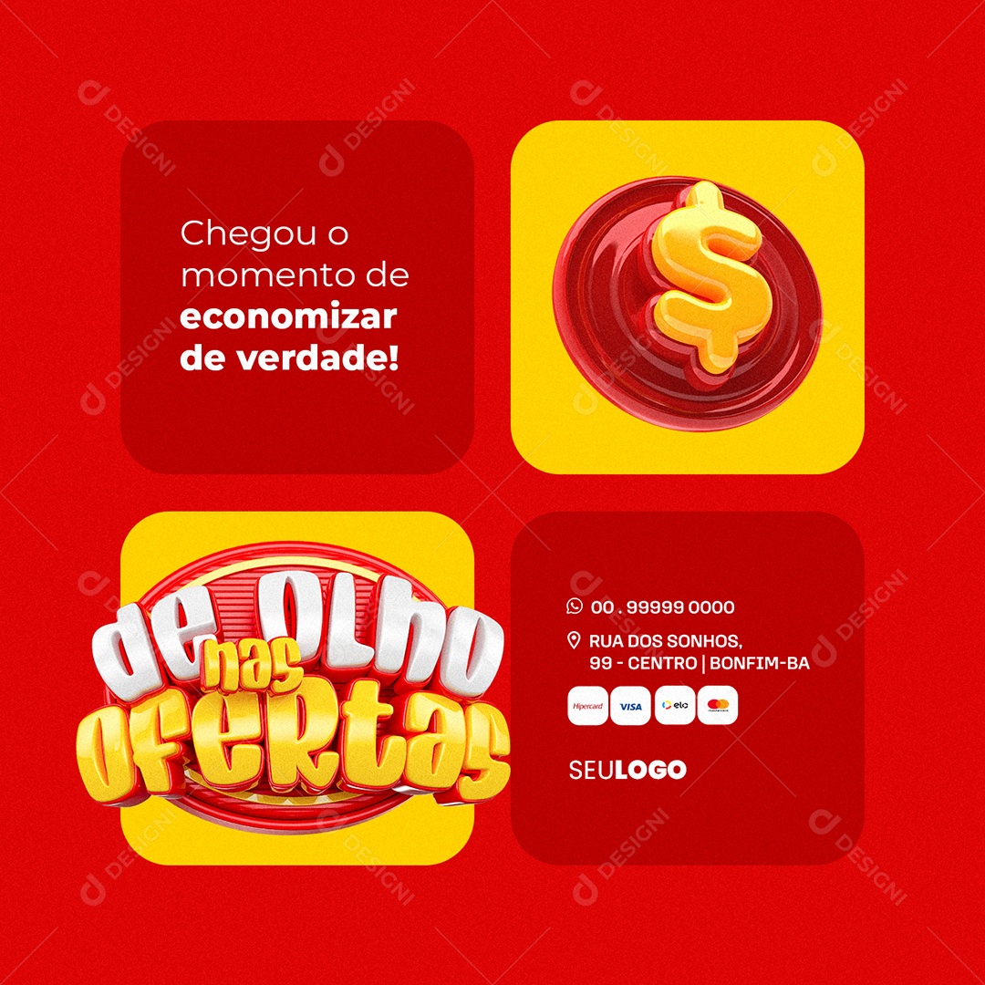 De Olho nas Ofertas Chegou o Momento de Economizar de Verdade Social Media PSD Editável